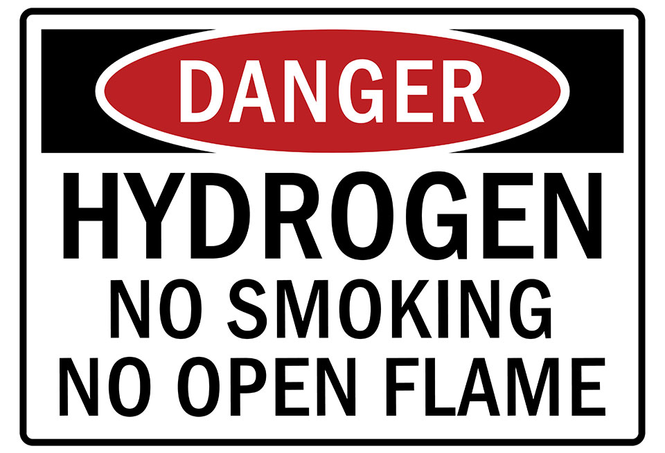 Hydrogen flammable danger sign